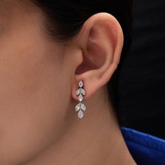 Zertifizierter natürlicher Diamant Hängende Ohrringe Feiner Schmuck 18k Weißgold