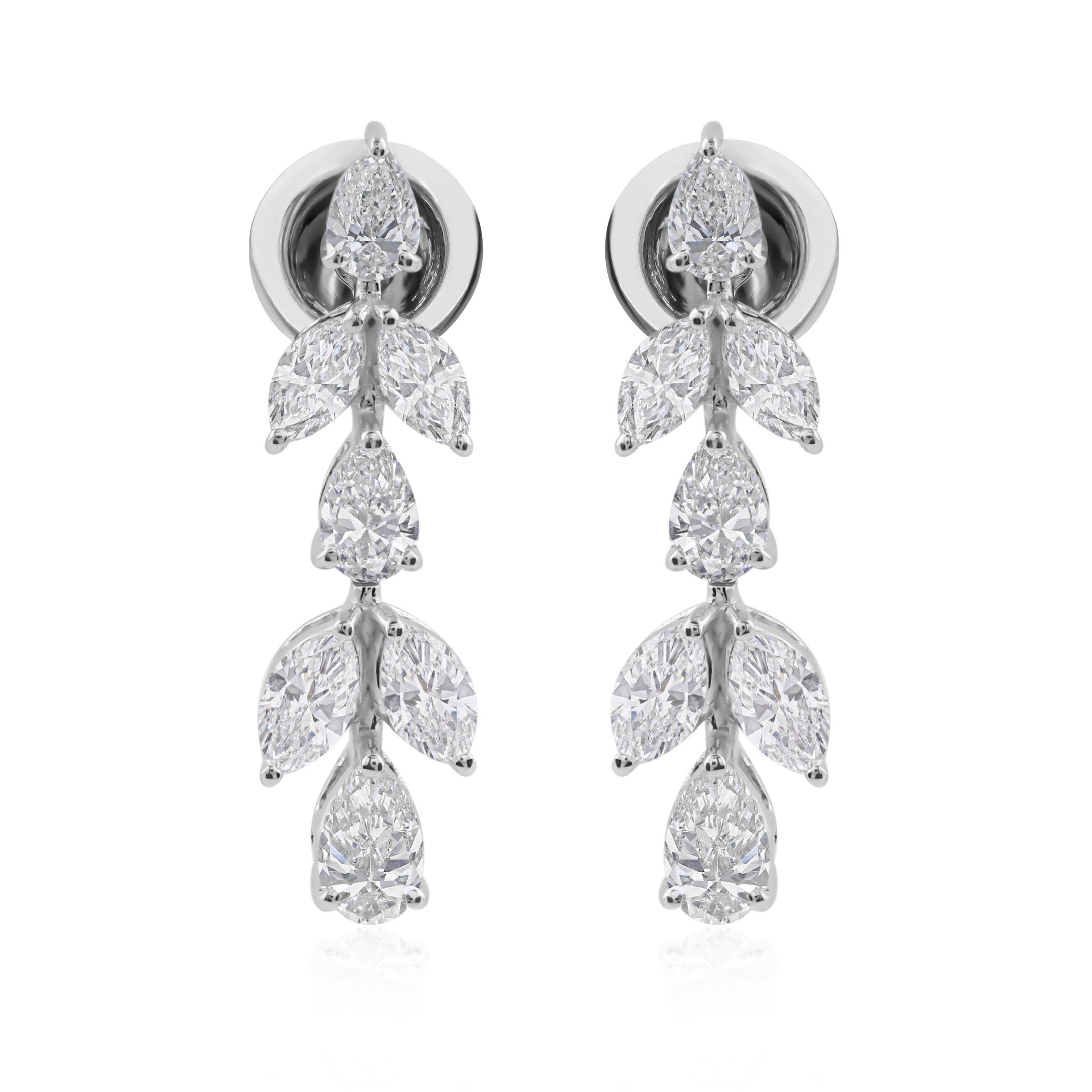 Boucles d'oreilles pendantes en diamant naturel certifié Or blanc 18k en vente 1