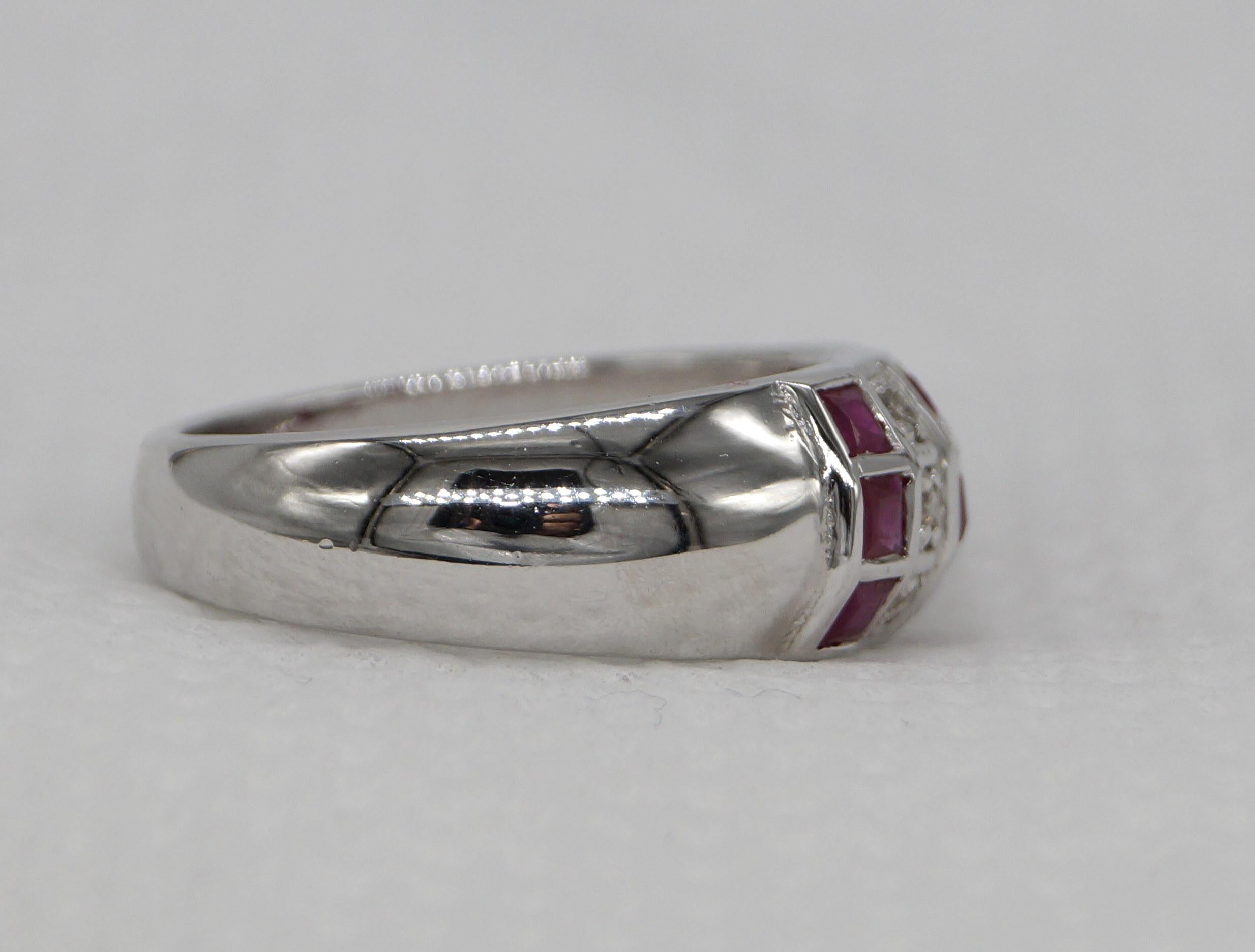 da uomo o donna Anello con diamante naturale certificato - Anello con rubino vero Anello in oro bianco in vermeil cocktail in vendita