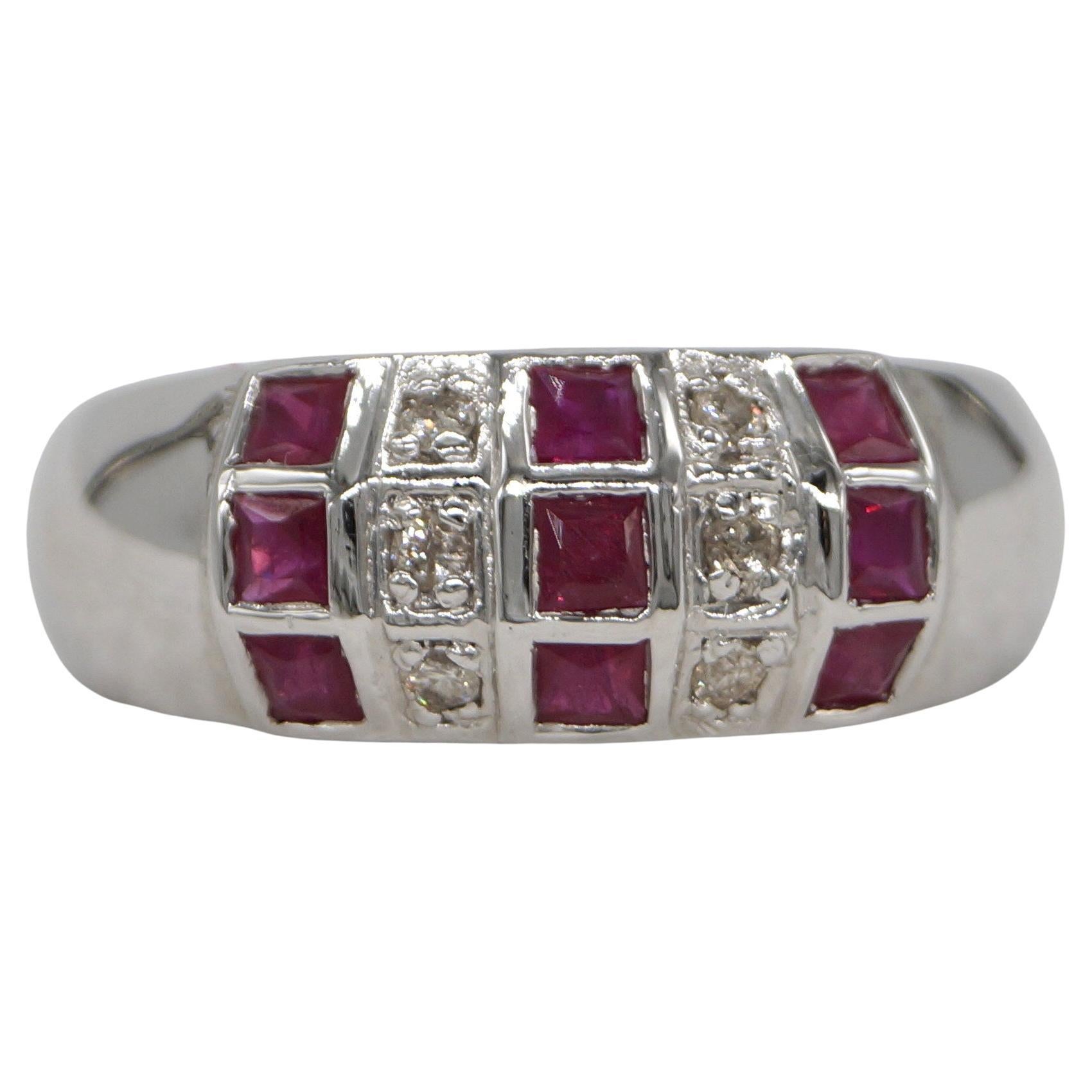 Certified Natural Diamond - Real Ruby Ring White Gold Vermeil Ring cocktail Ring