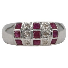 Cocktailring, zertifizierter natürlicher Diamant - Real Rubin Ring Weißgold Vermeil Ring