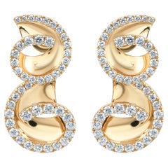 Certified Natural Diamond Swirl Drop Earrings 14 Karat Solid Yellow Gold