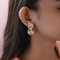 Certified Natural SI/H Diamond Wedding Drop Earrings 18 Karat Yellow Gold