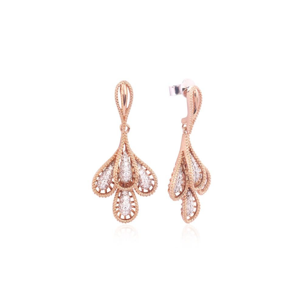 IGI-zertifizierte 18 Karat Gold 1,5 Karat natürliche Diamant F-VVS Designer-Ohrringe mit Anhänger (Brillantschliff) im Angebot
