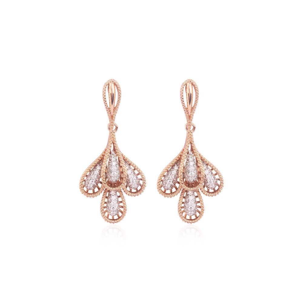 IGI-zertifizierte 18 Karat Gold 1,5 Karat natürliche Diamant F-VVS Designer-Ohrringe mit Anhänger im Zustand „Neu“ im Angebot in Los Angeles, CA