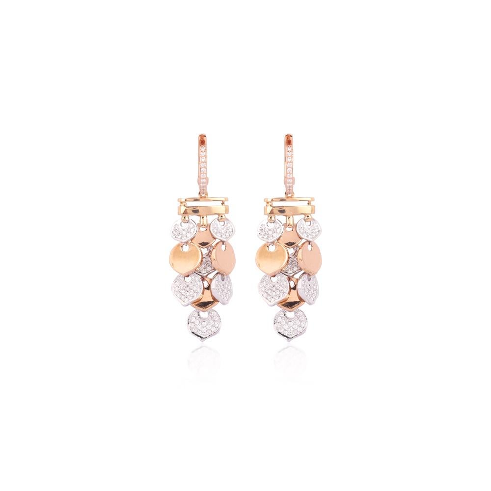 Contemporary IGI Certified 18K Gold 1.5ct Natural Diamond F-VVS Rose Pendant Earrings Set For Sale