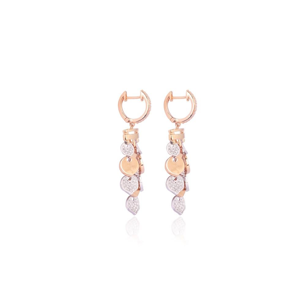 Brilliant Cut IGI Certified 18K Gold 1.5ct Natural Diamond F-VVS Rose Pendant Earrings Set For Sale