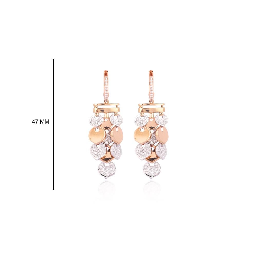 Women's IGI Certified 18K Gold 1.5ct Natural Diamond F-VVS Rose Pendant Earrings Set For Sale