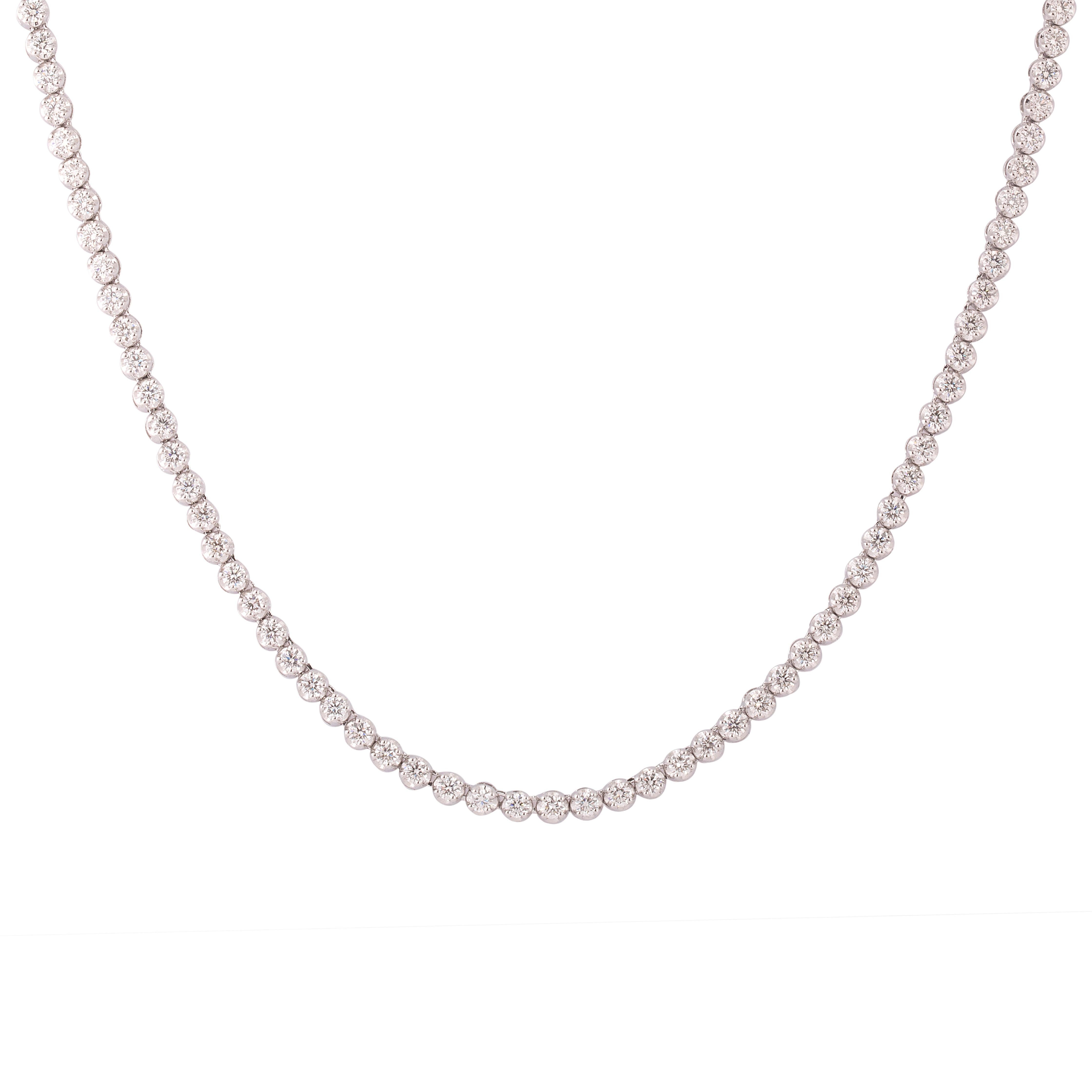 Contemporary IGI Certified 2.5ct Natural Diamond F-VVS 14K Gold Tennis Necklace Earring Set For Sale
