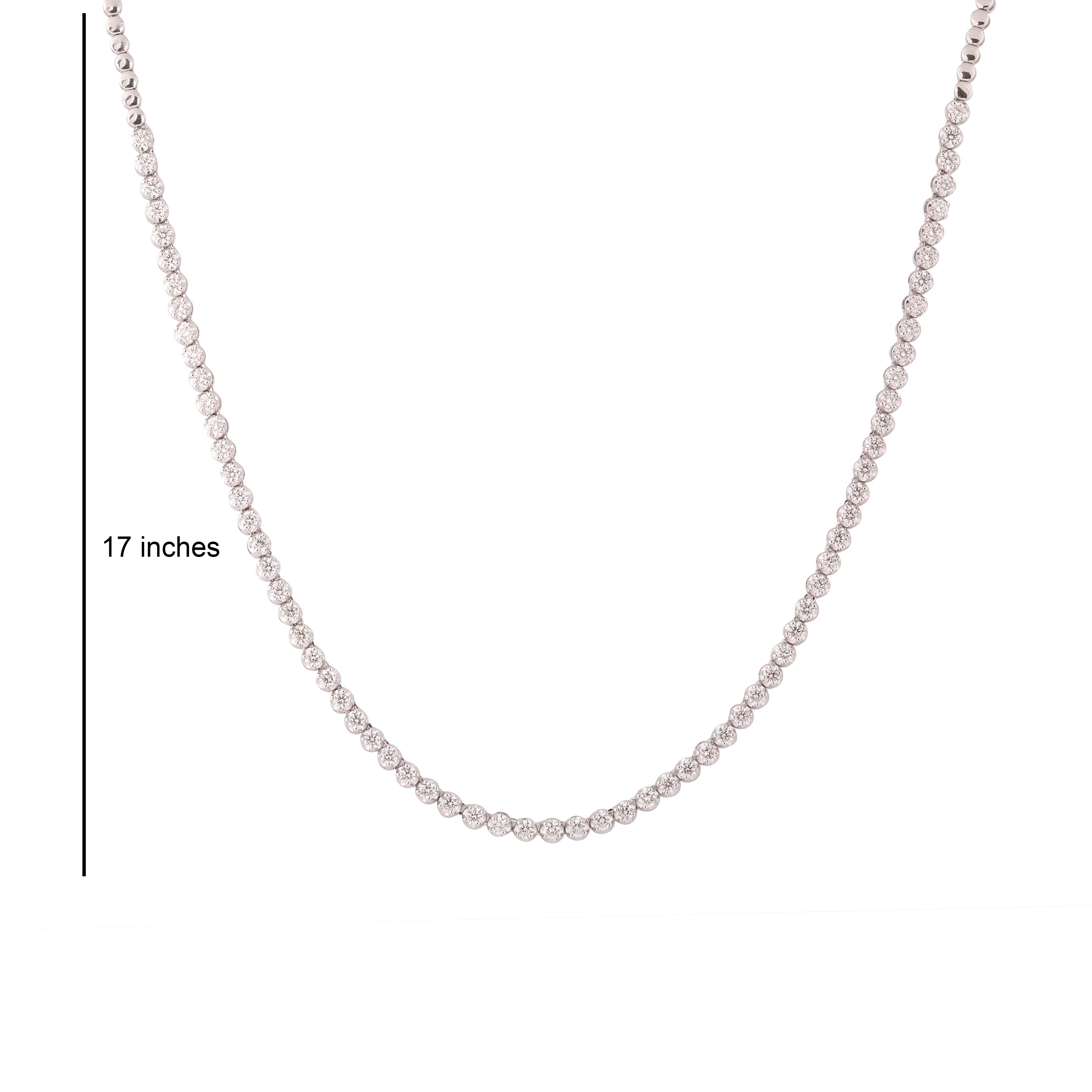 Collier de tennis en or 14K certifié IGI avec 2,5 ct de diamant naturel F-VVS en vente 1