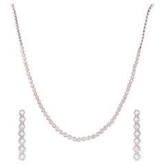 Certified Natural Diamonds 3 Carat 14K Gold Tennis Necklace Earrings Jewelry Set