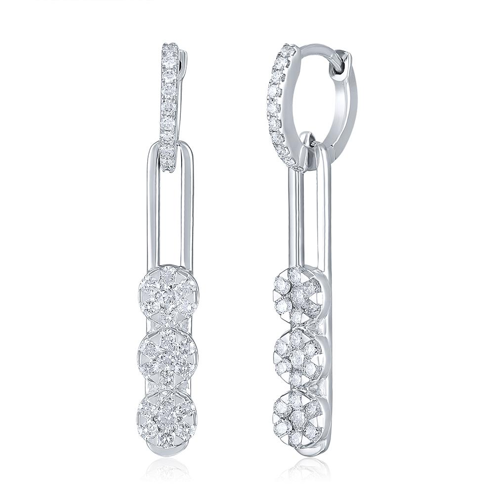 Taille brillant GSI Certified 2.8ct Natural Diamonds 14K Gold Y Necklace Long Earrings Set en vente