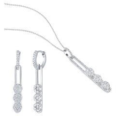 GSI-zertifizierte 2.8 Karat natürliche Diamanten 14K Gold Y Halskette Lange Ohrringe Set