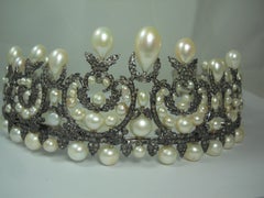 Diamanti naturali certificati Perle a goccia Tiara in argento sterling Fascia di accessori per la testa