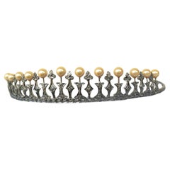 Certified Natural diamonds Pearls sterling silver tiara head accessory band