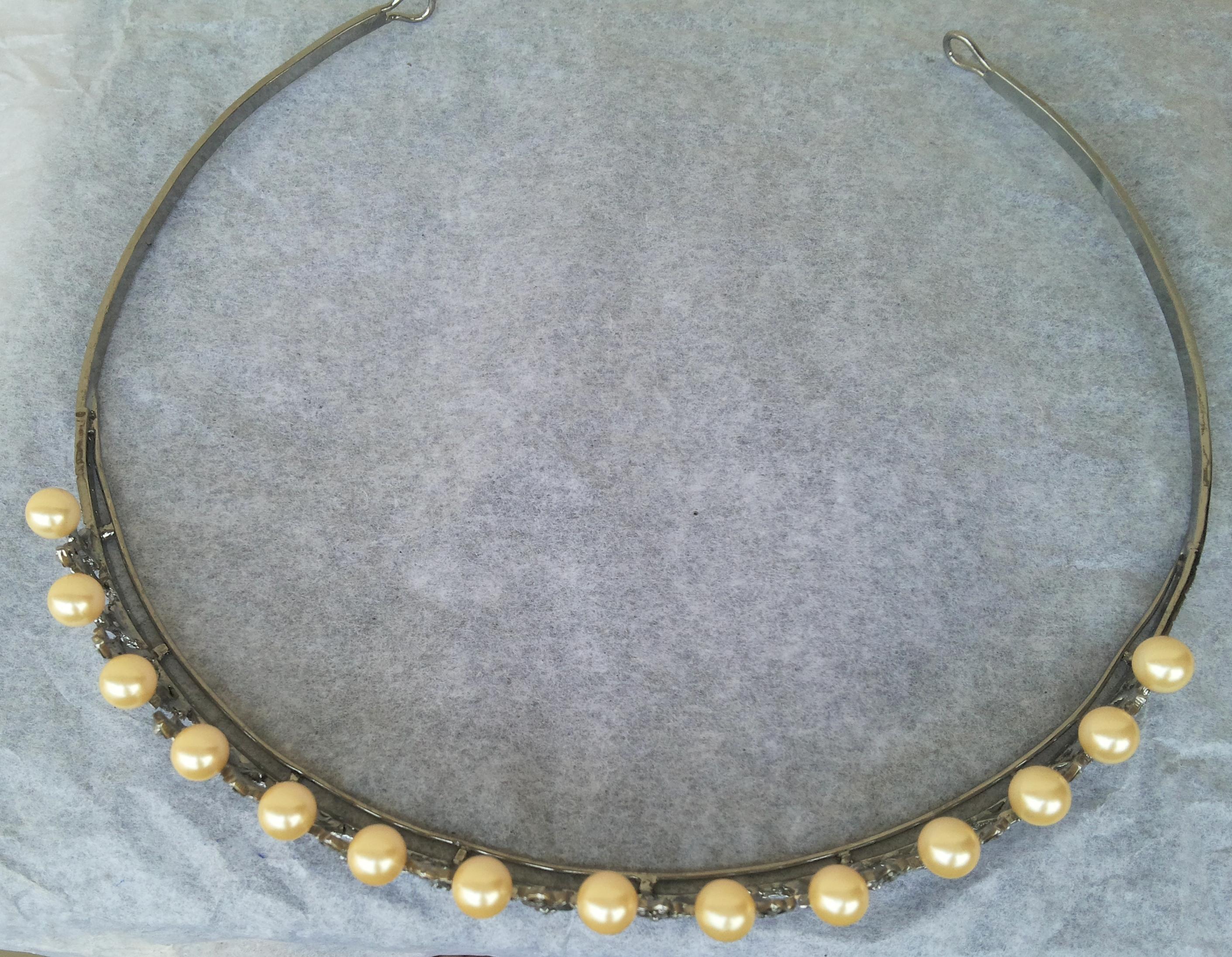 Women's or Men's Certified Natural diamonds Pearls sterling silver tiara head accessory band For Sale
