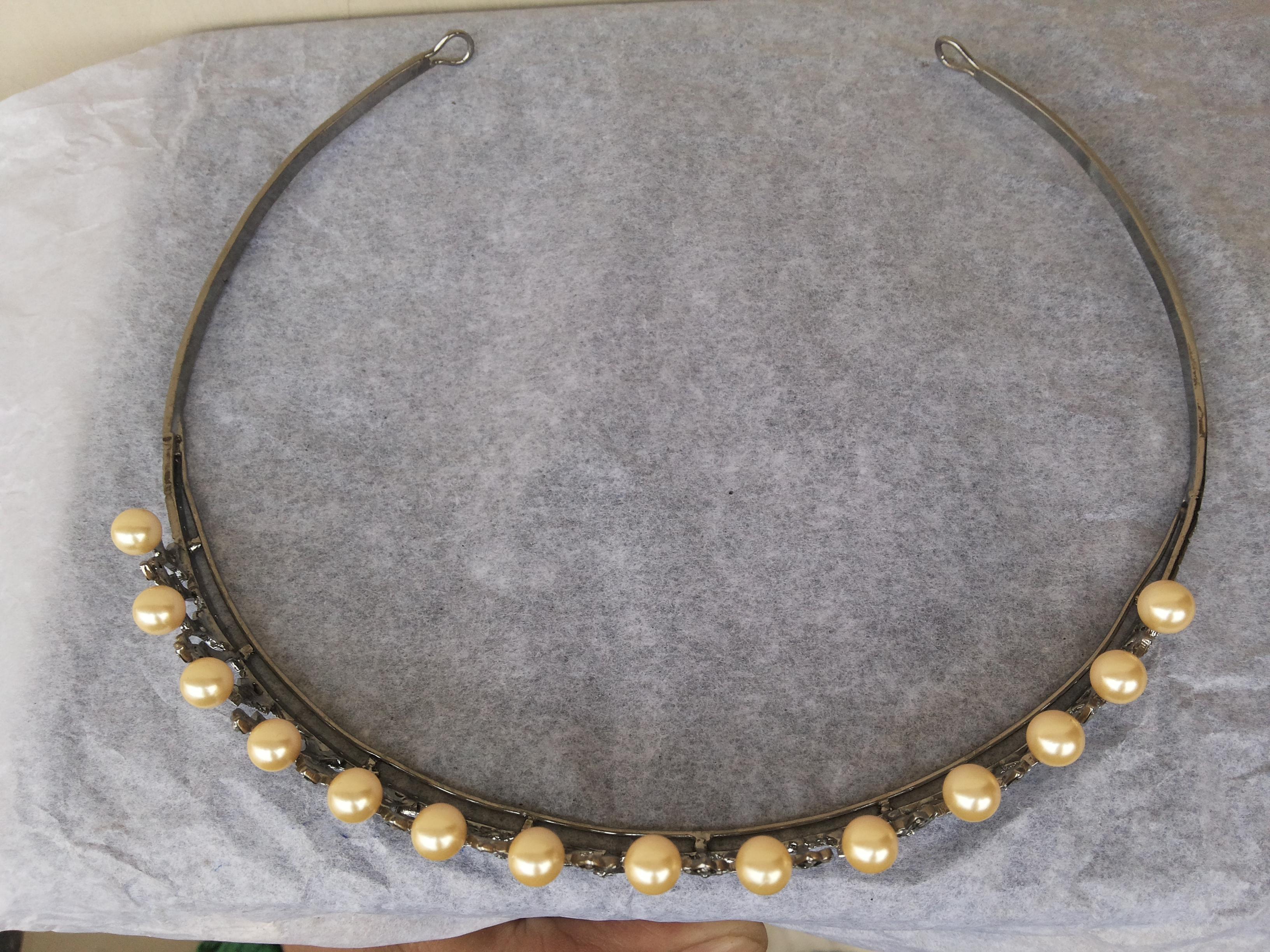 Certified Natural diamonds Pearls sterling silver tiara head accessory band For Sale 1