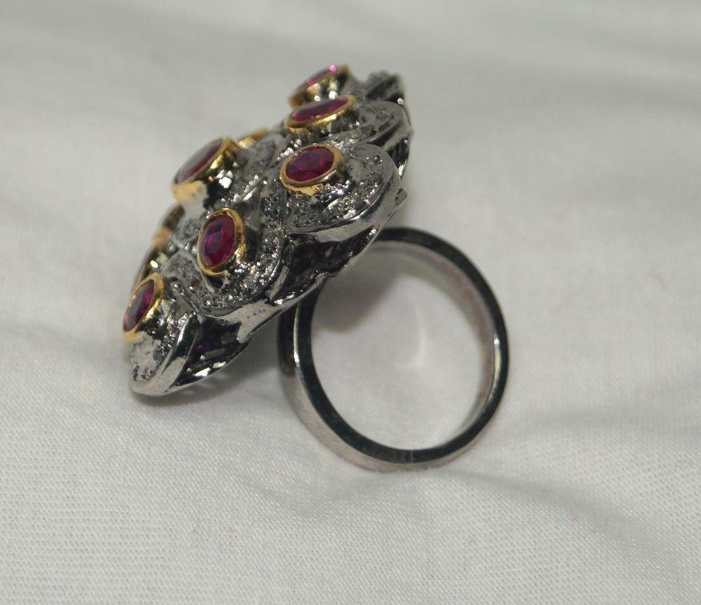 Diamantes naturales certificados rubí plata de ley alianza de boda en Nuevo estado para la venta en Delhi, DL