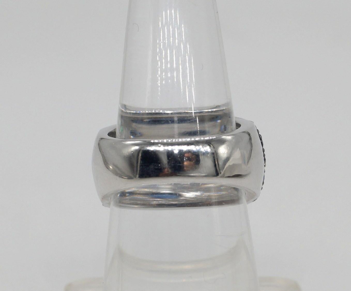 Certified Natural Emerald Blue Sapphire Band White Gold Vermeil cocktail Ring For Sale 4