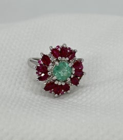 Zertifizierter natürlicher Smaragdblauer Saphir Band Weißgold Vermeil Cocktail-Ring
