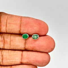 Certified Natural emeralds sterling 925 silver earrings studs
