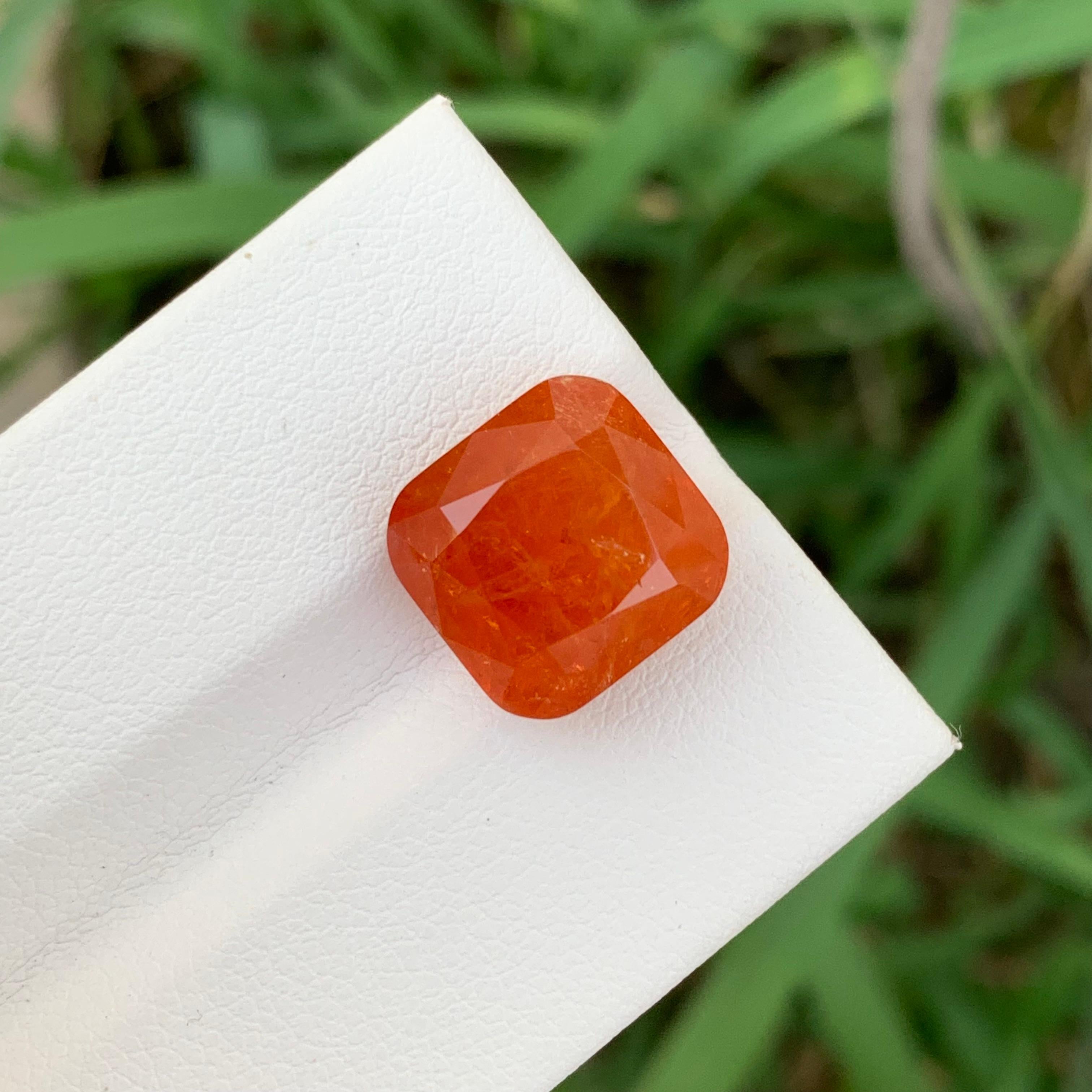 Pierre précieuse certifiée naturelle facettée grenat spessartine taille coussin de 12,07 carats en vente 4
