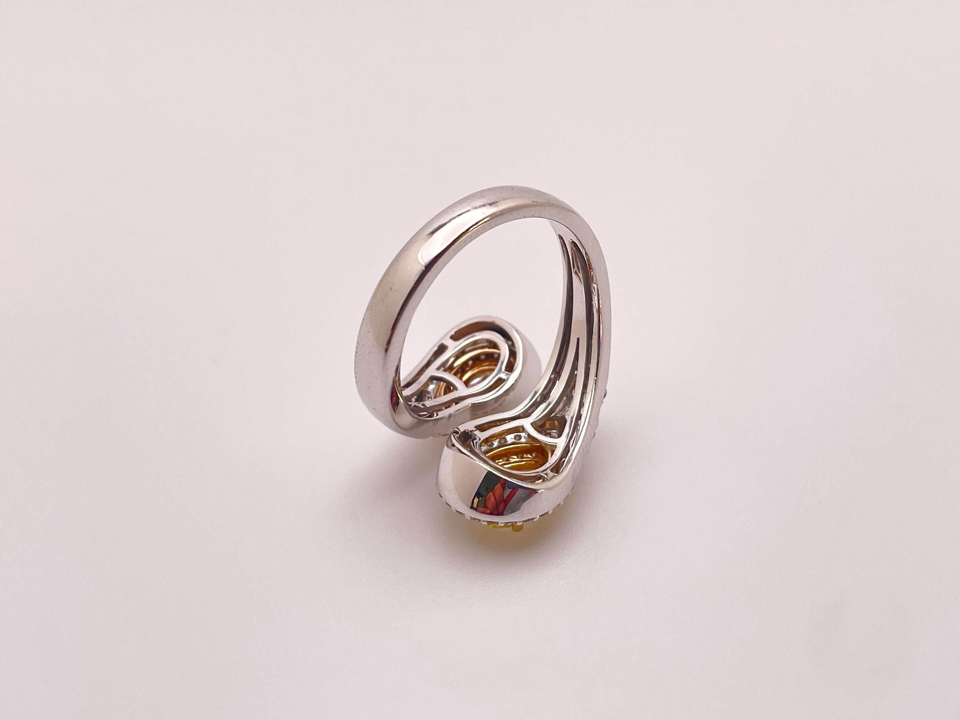 IGI Verlobungsring aus 18 Karat Gold mit zwei natürlichen gelben und champagnerfarbenen Fancy-Diamanten im Angebot 4