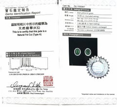 Certified Natural Fei Cui (Type A) Jade Diamond Earrings in 18K White Gold