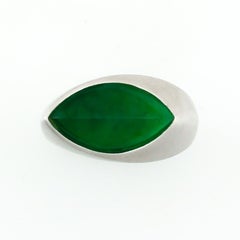 Certified Natural Fine Green Jade Marquise Ring