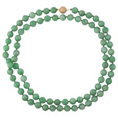 Certified Natural Green Jade Bead Necklace