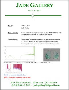 Certified Natural Green Jadeite Carvings Matched Pair (Untreated Type A Jadeite)