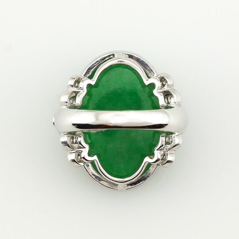 Certified Natural Green Jadeite Jade and Diamond Designer Ring by Mason ...