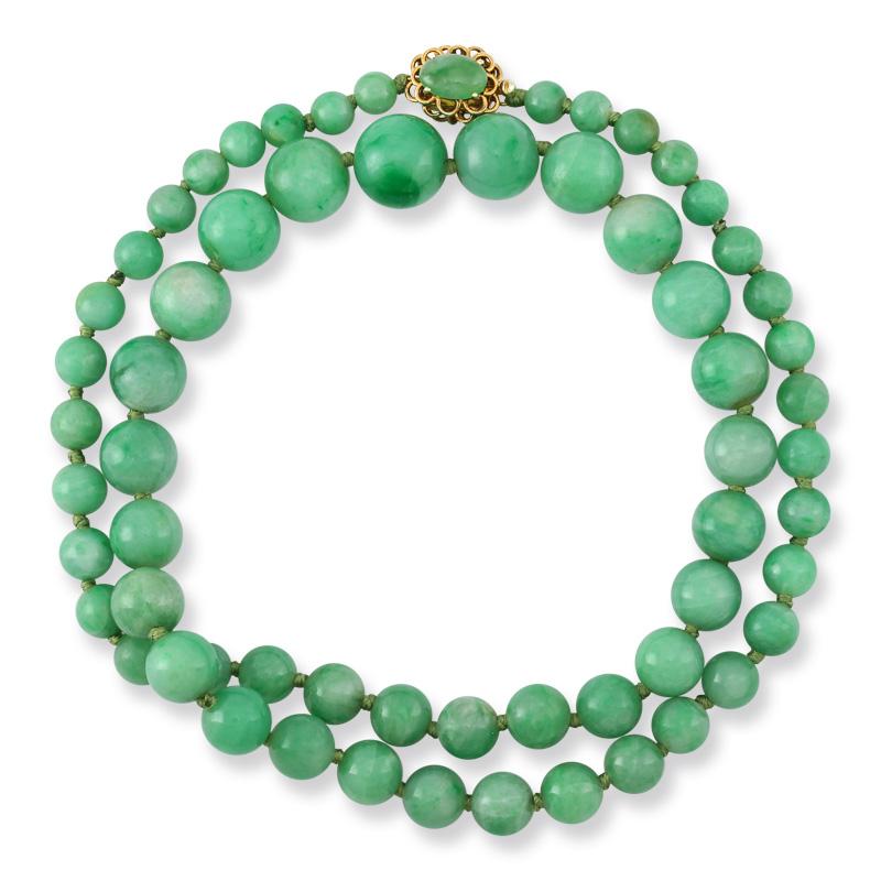 Certified Natural Untreated Light Green Jadeite Jade Round Beads Necklace 8mm 