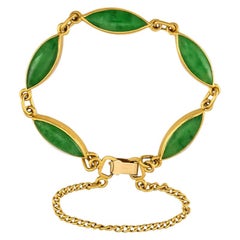 Certified Natural Green Jadeite Jade Marquise Estate Bracelet