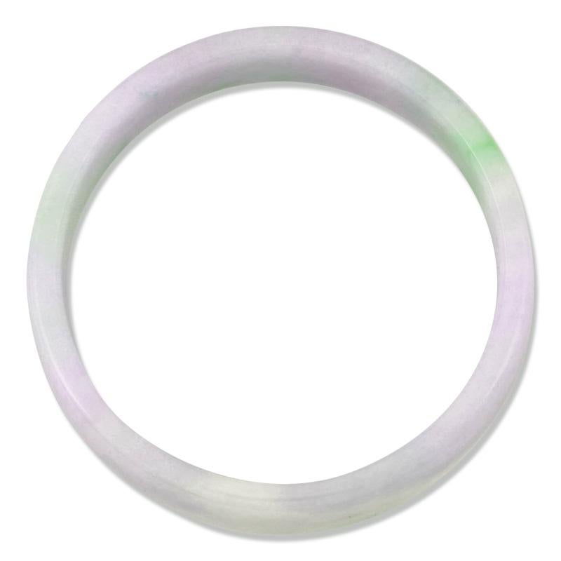 Round Cut Certified Natural Green & Lavender Jadeite Jade Cuff Bangle from Mason-Kay