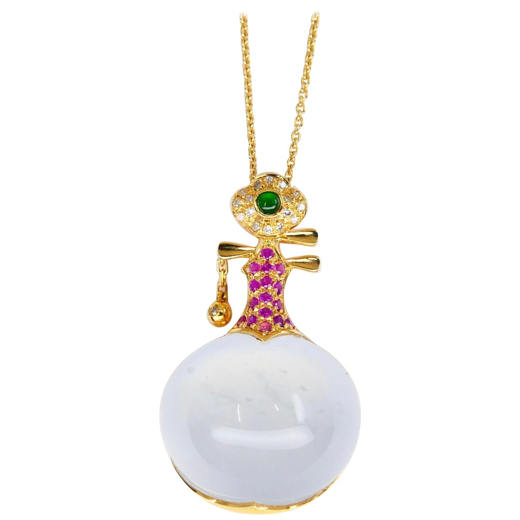 Certified 18.32 Carat Icy Jadeite Jade Leaf Pendant Necklace, Good Fortune  For Sale at 1stDibs