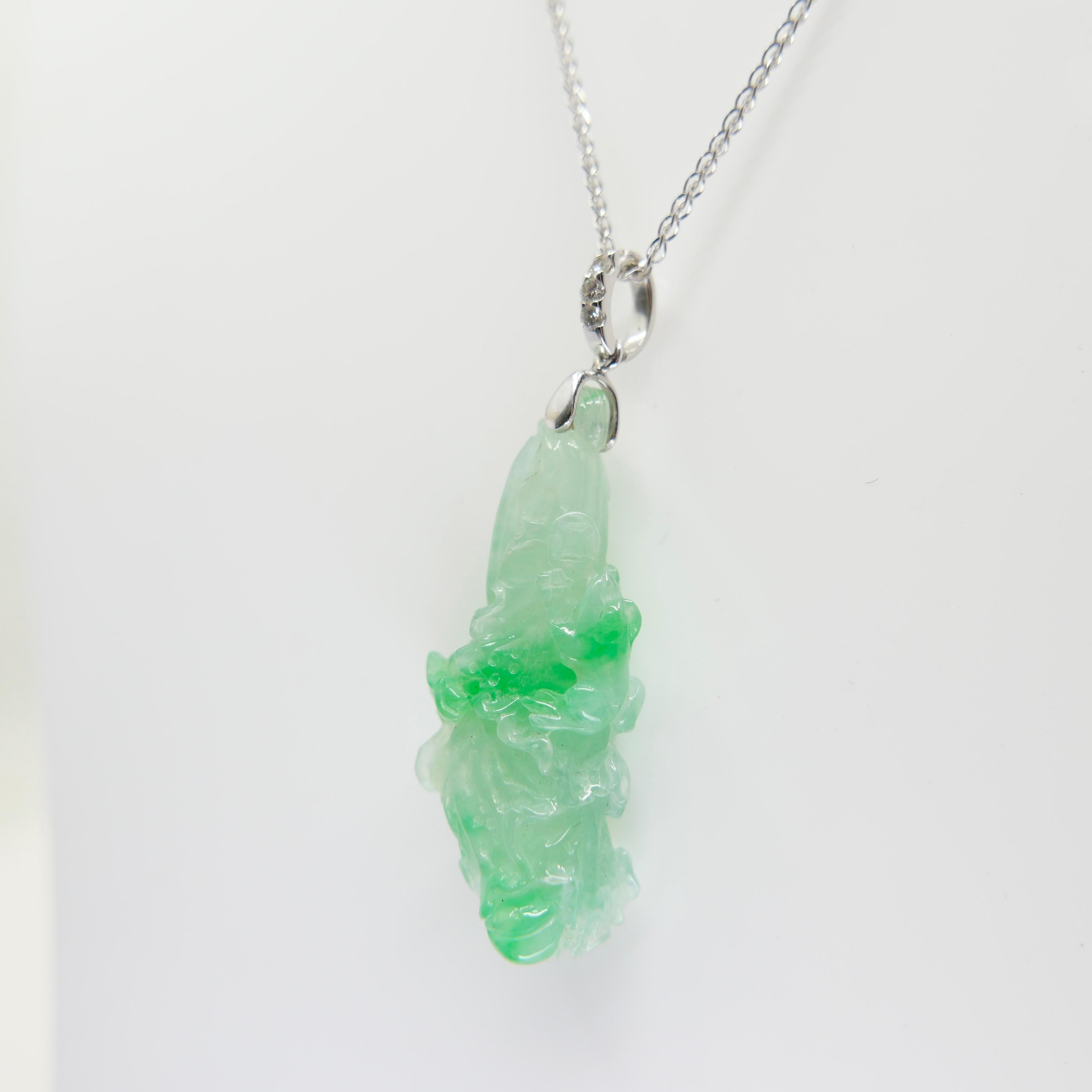 Pendentif en Jade Icy Cabbage certifié naturel. Fertilité et pureté Très transparent ! en vente 5