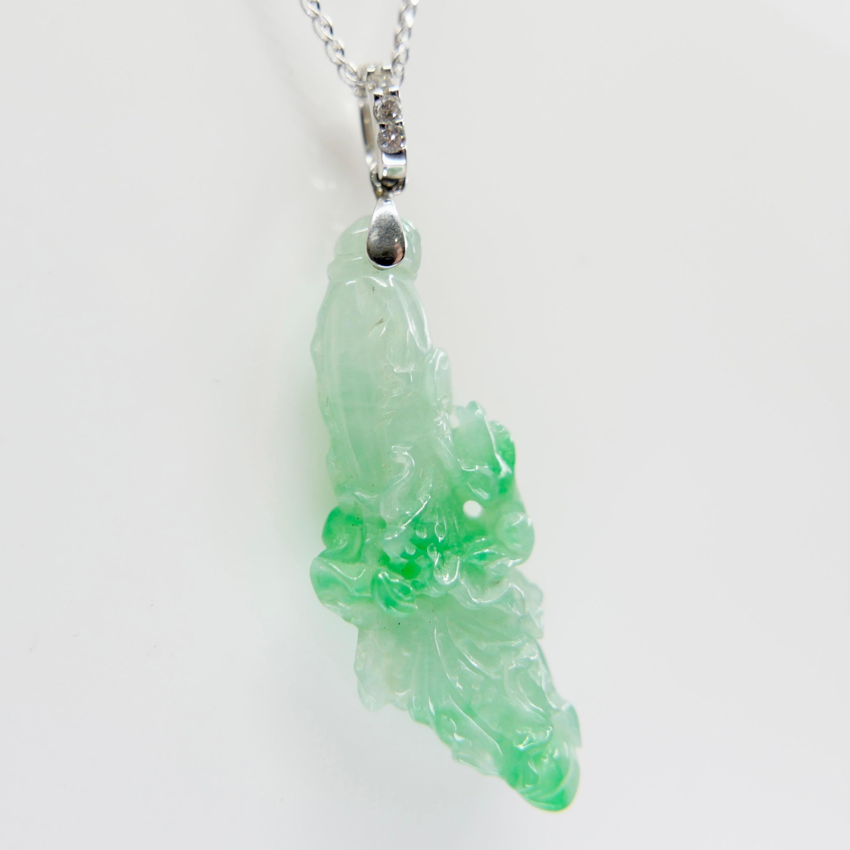 Pendentif en Jade Icy Cabbage certifié naturel. Fertilité et pureté Très transparent ! en vente 7