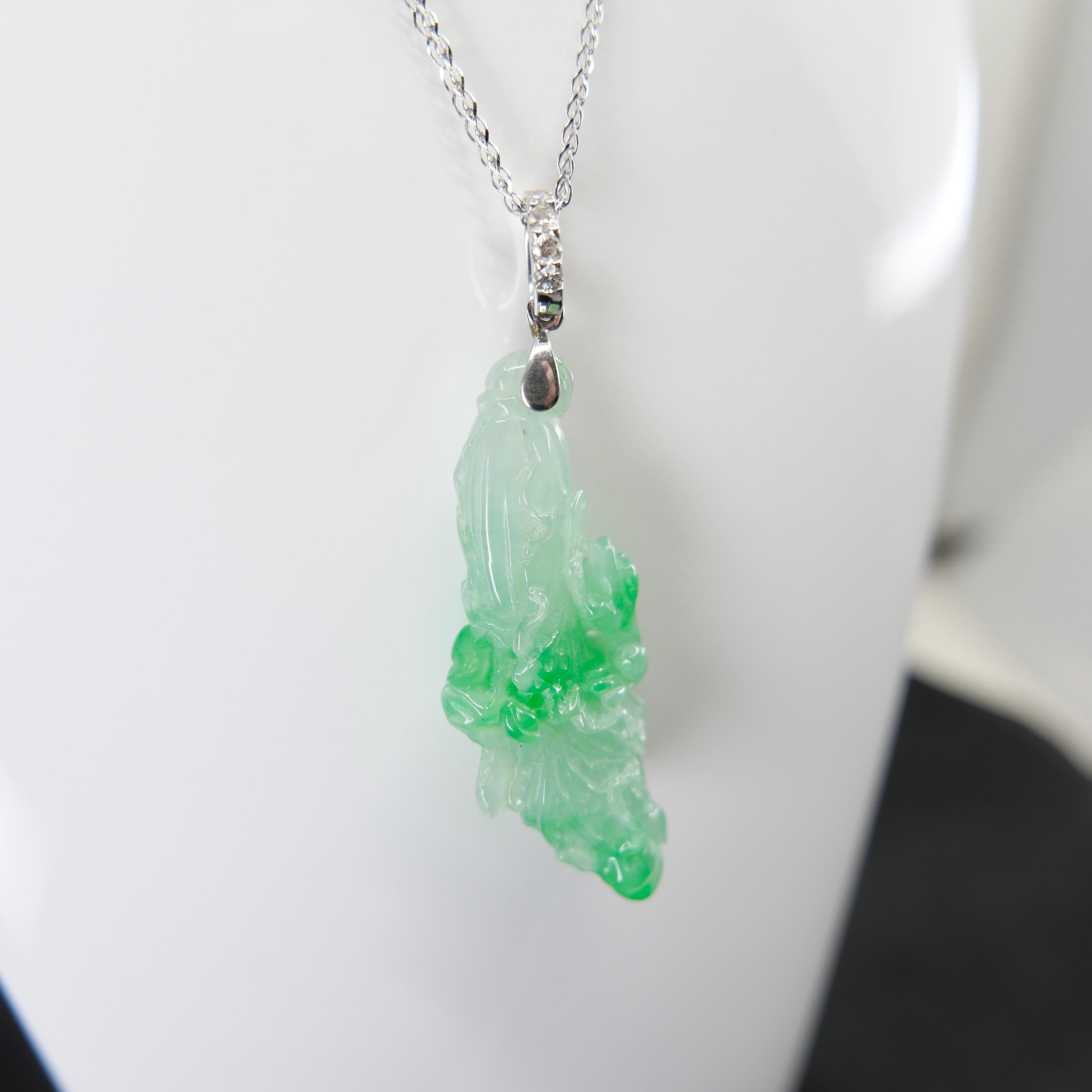 Pendentif en Jade Icy Cabbage certifié naturel. Fertilité et pureté Très transparent ! en vente 9