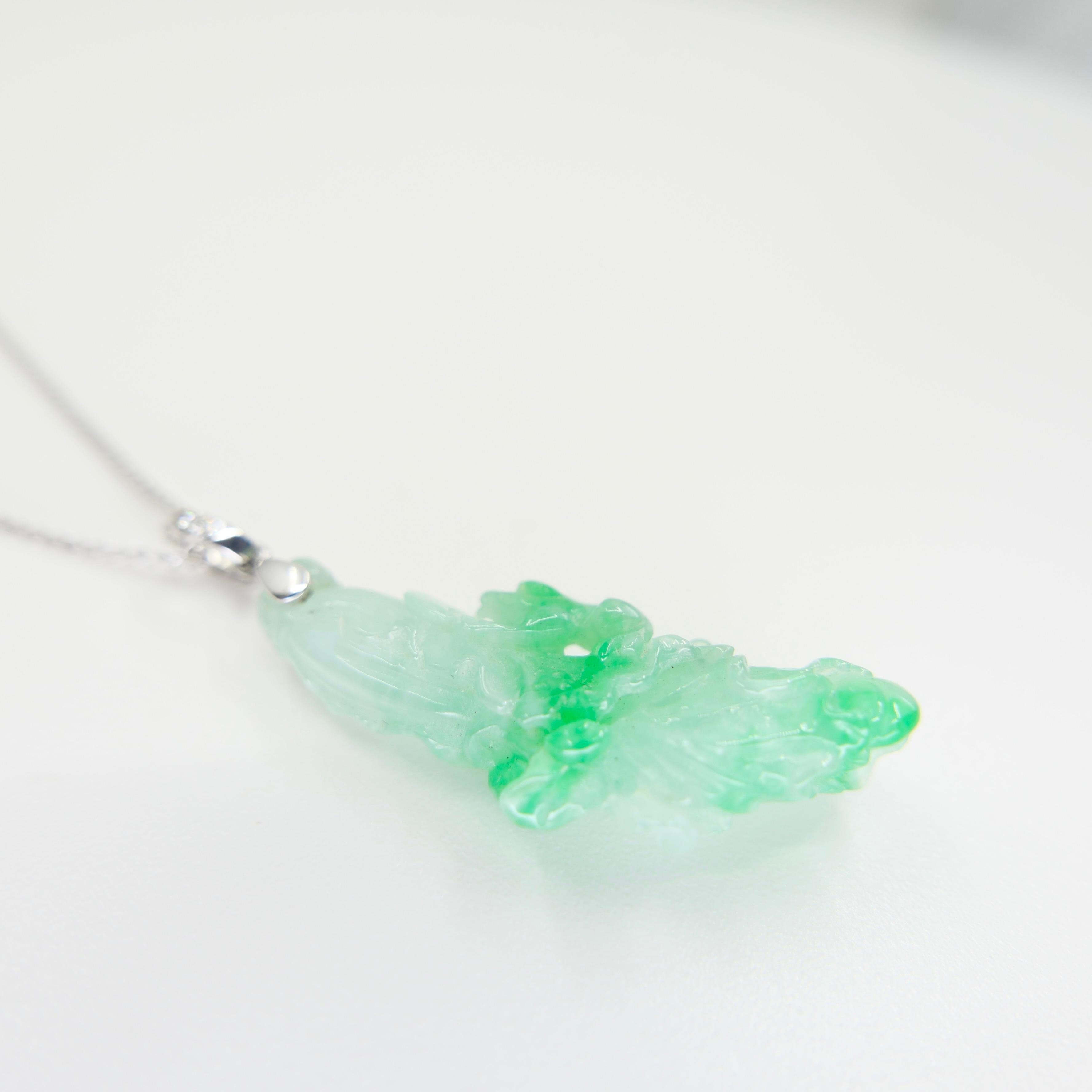 Pendentif en Jade Icy Cabbage certifié naturel. Fertilité et pureté Très transparent ! en vente 10