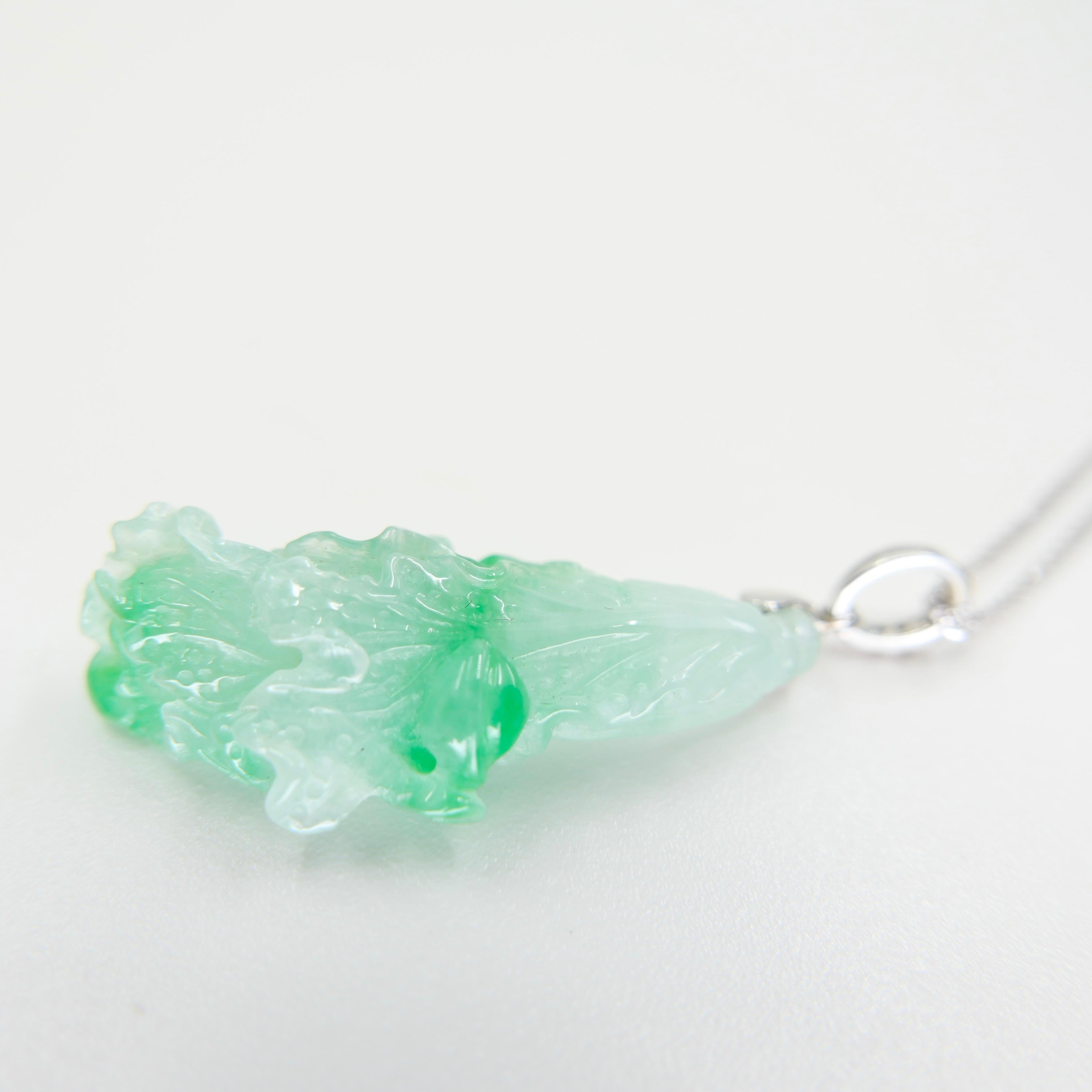 Pendentif en Jade Icy Cabbage certifié naturel. Fertilité et pureté Très transparent ! en vente 11