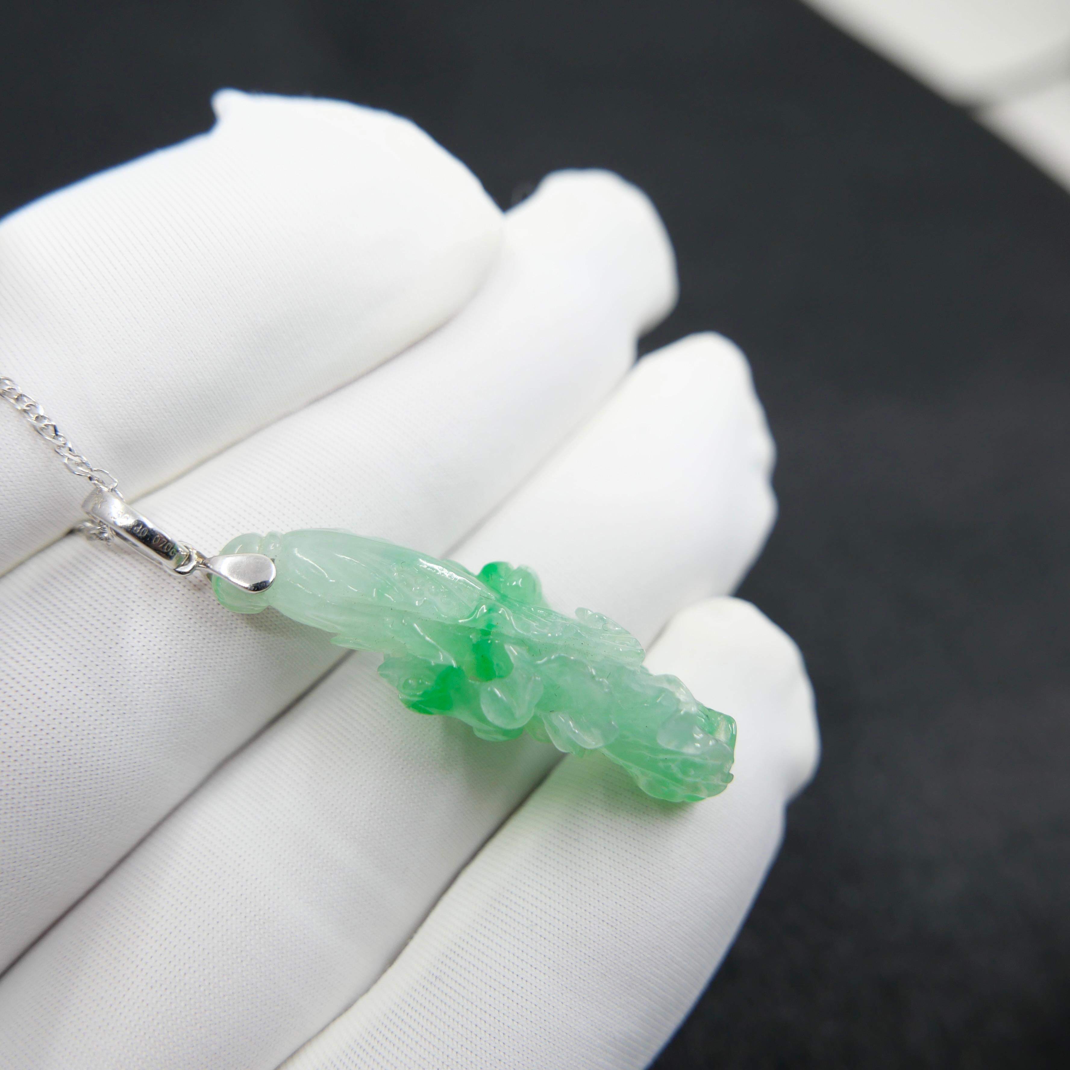 Pendentif en Jade Icy Cabbage certifié naturel. Fertilité et pureté Très transparent ! en vente 13