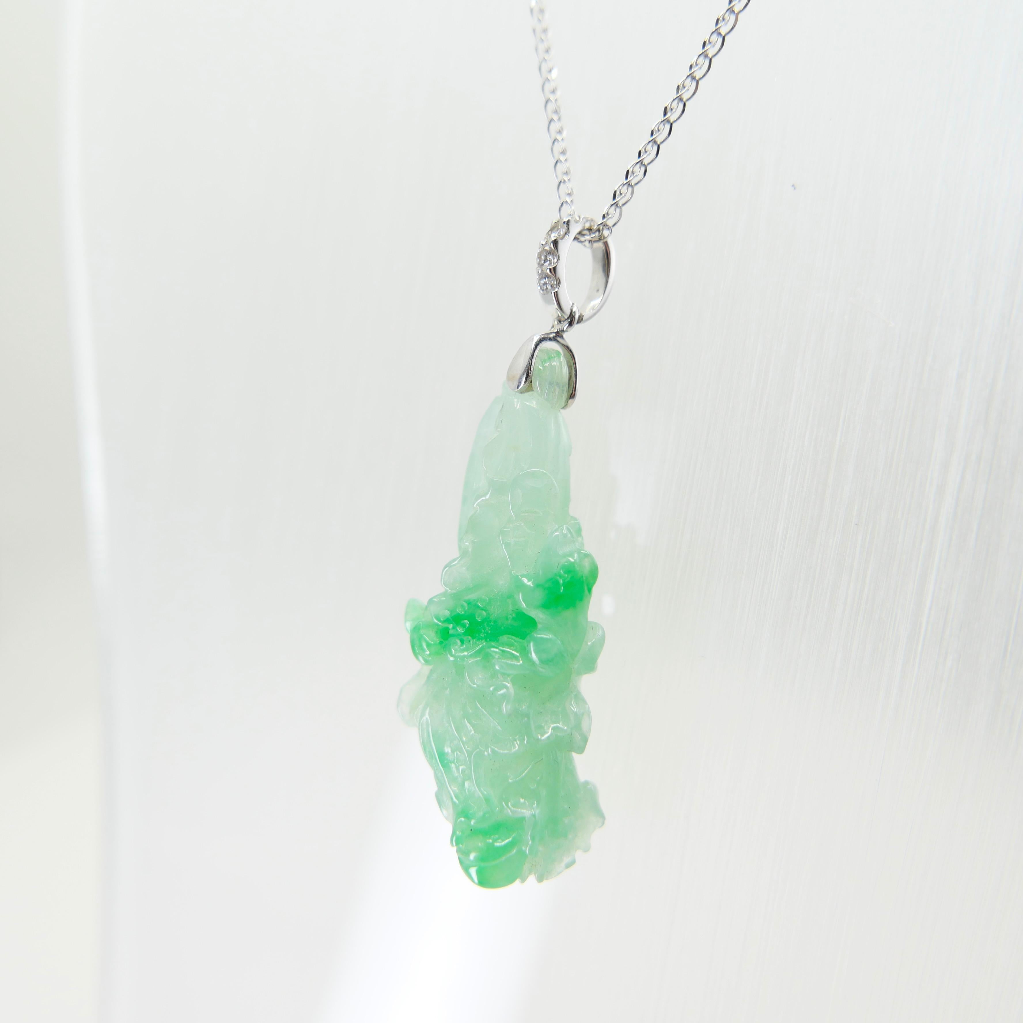 Pendentif en Jade Icy Cabbage certifié naturel. Fertilité et pureté Très transparent ! en vente 14