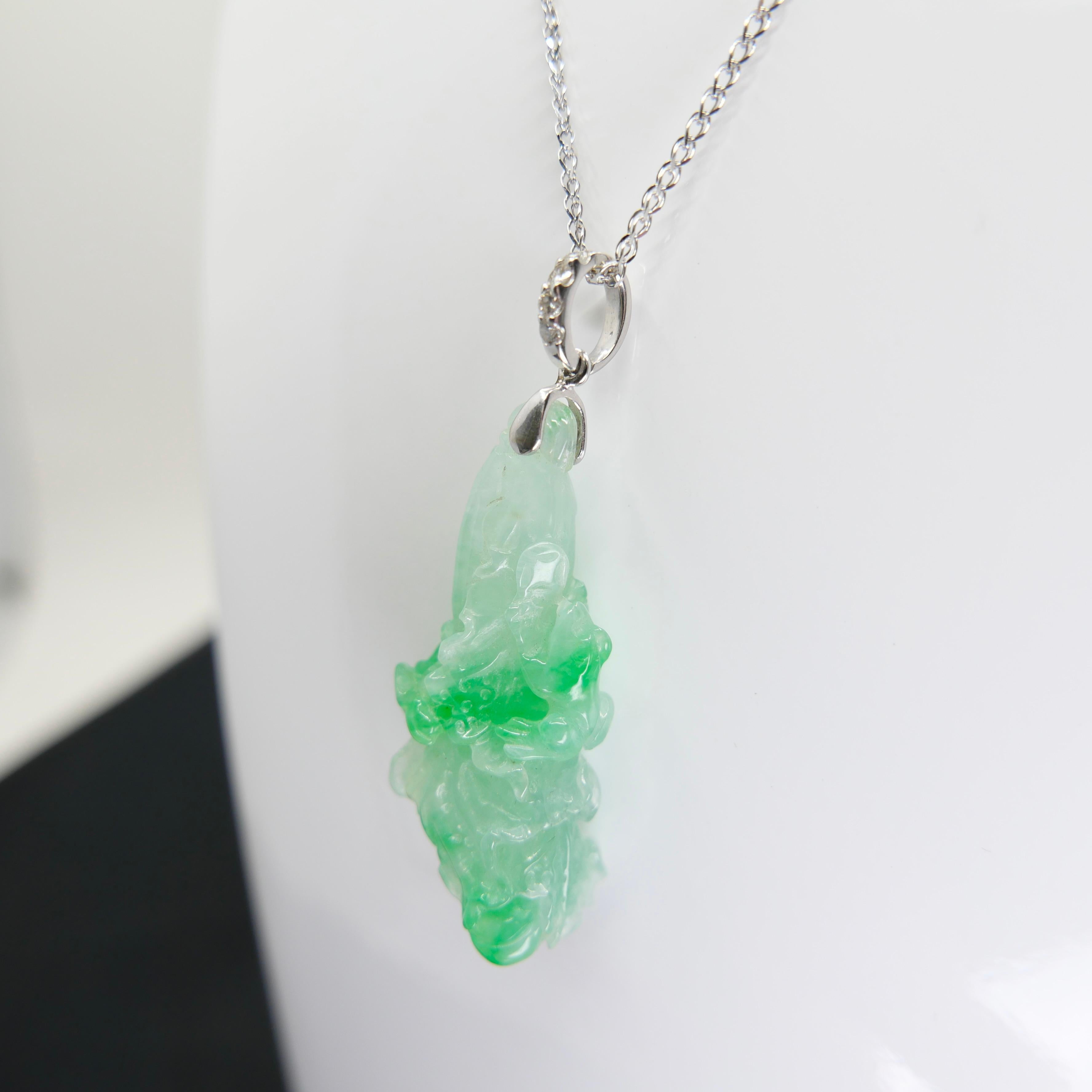 Pendentif en Jade Icy Cabbage certifié naturel. Fertilité et pureté Très transparent ! Neuf - En vente à Hong Kong, HK