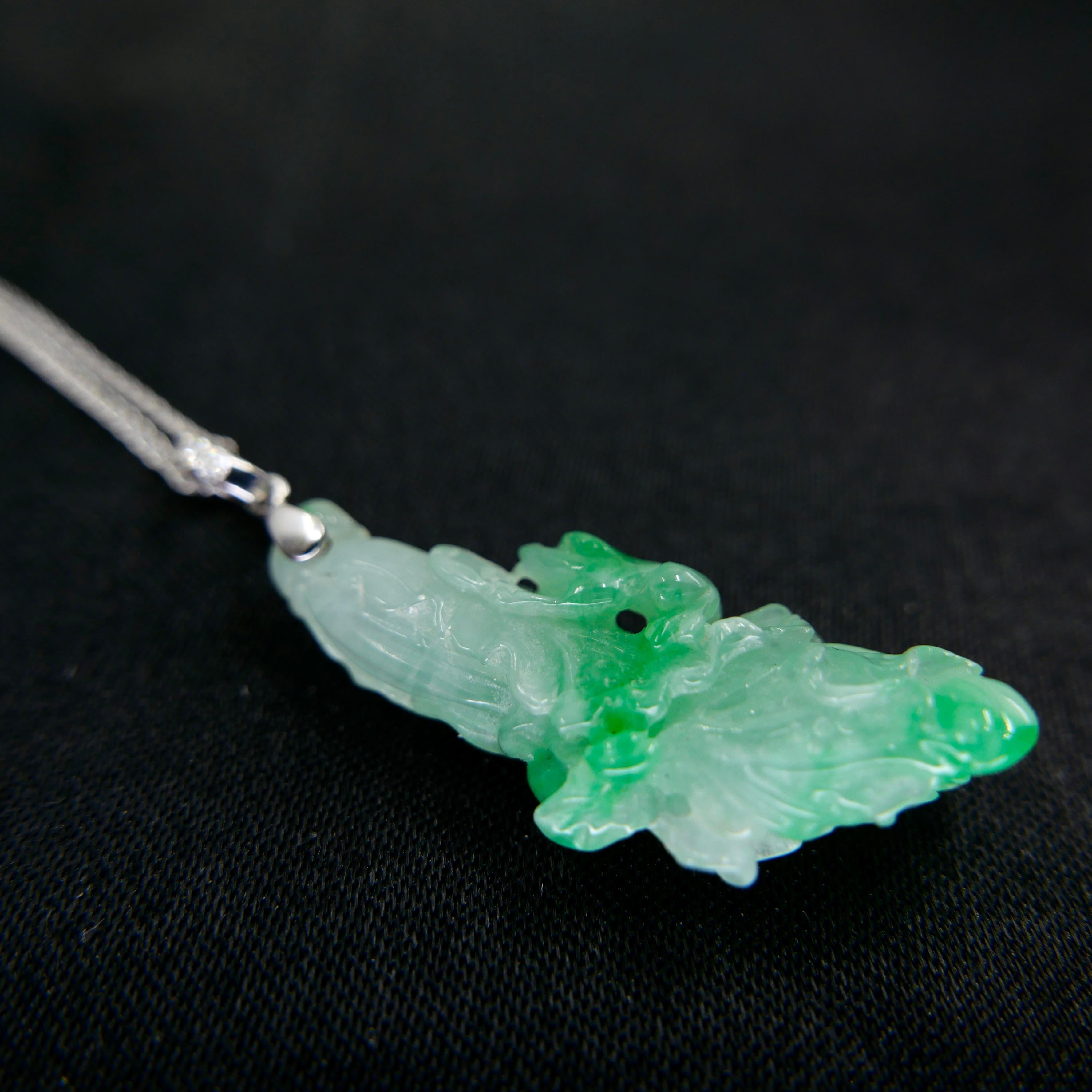 Pendentif en Jade Icy Cabbage certifié naturel. Fertilité et pureté Très transparent ! Pour femmes en vente