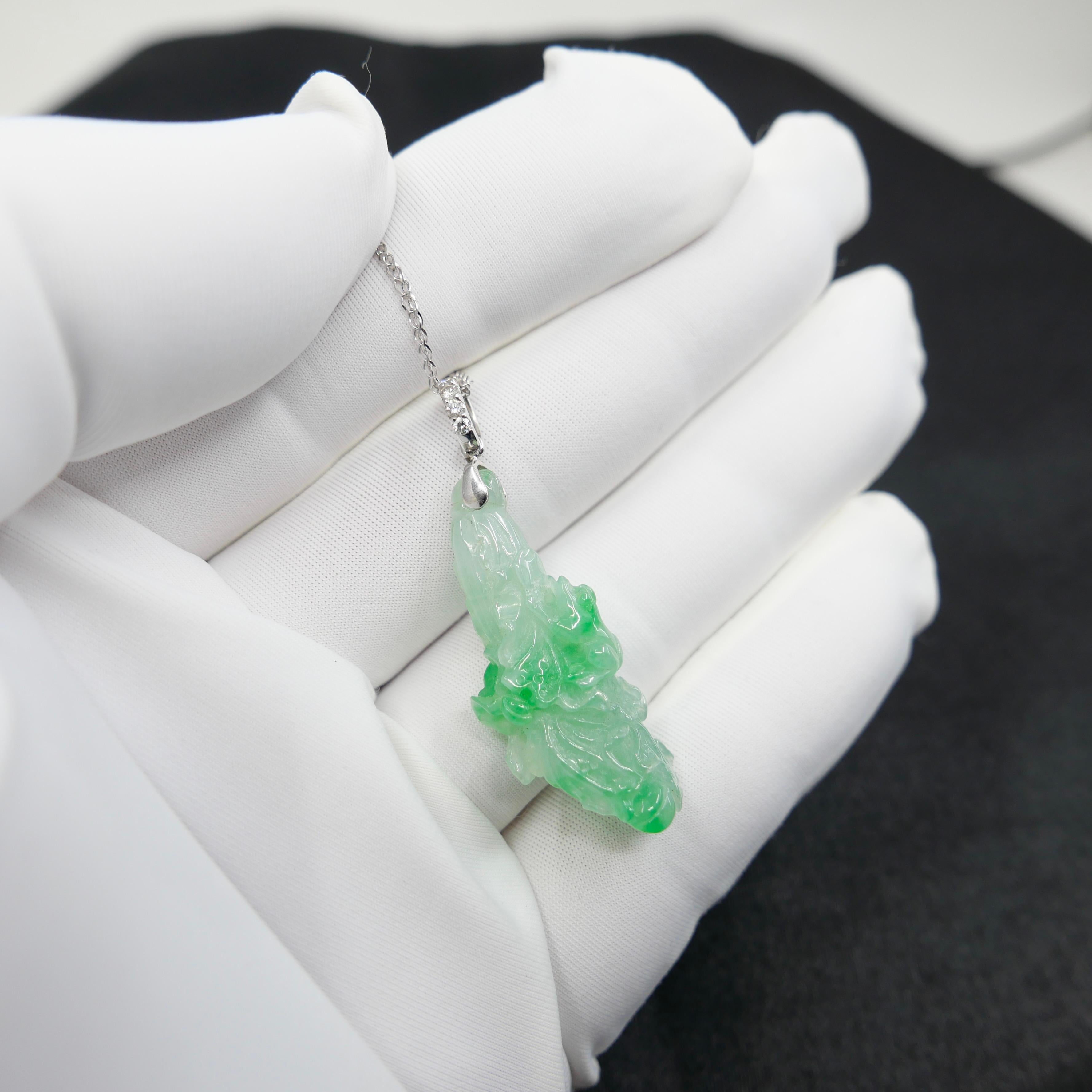 Pendentif en Jade Icy Cabbage certifié naturel. Fertilité et pureté Très transparent ! en vente 1