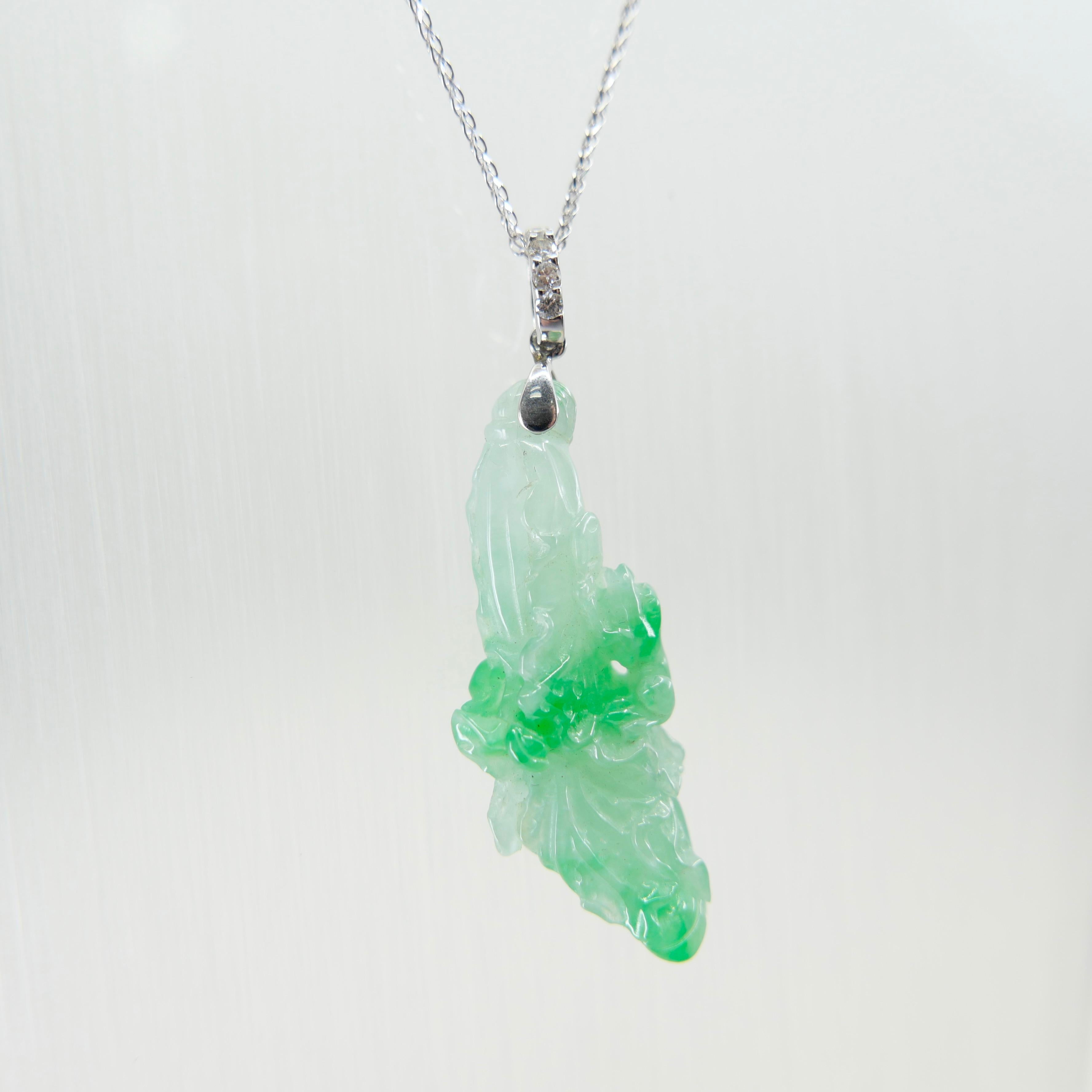 Pendentif en Jade Icy Cabbage certifié naturel. Fertilité et pureté Très transparent ! en vente 2