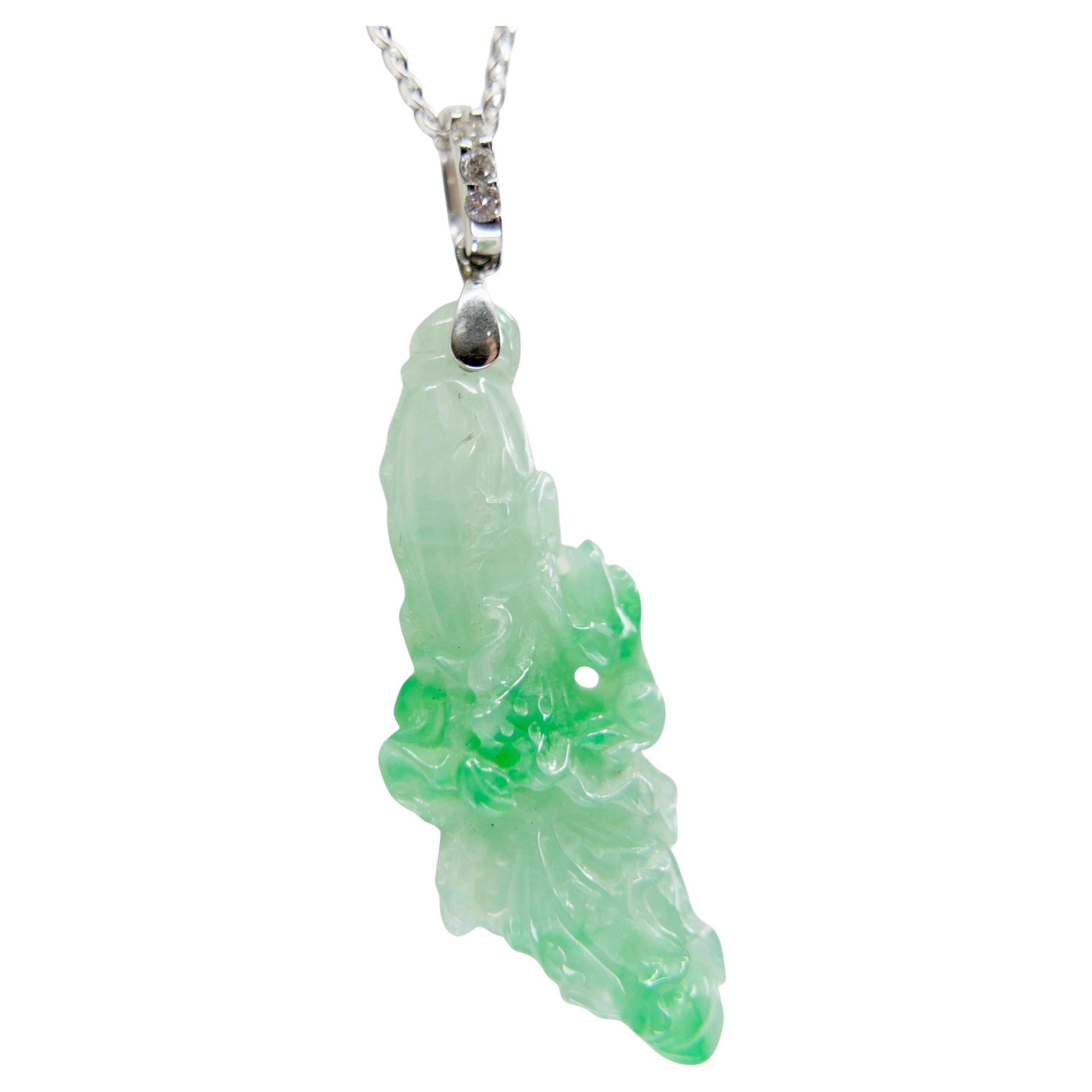 Pendentif en Jade Icy Cabbage certifié naturel. Fertilité et pureté Très transparent ! en vente