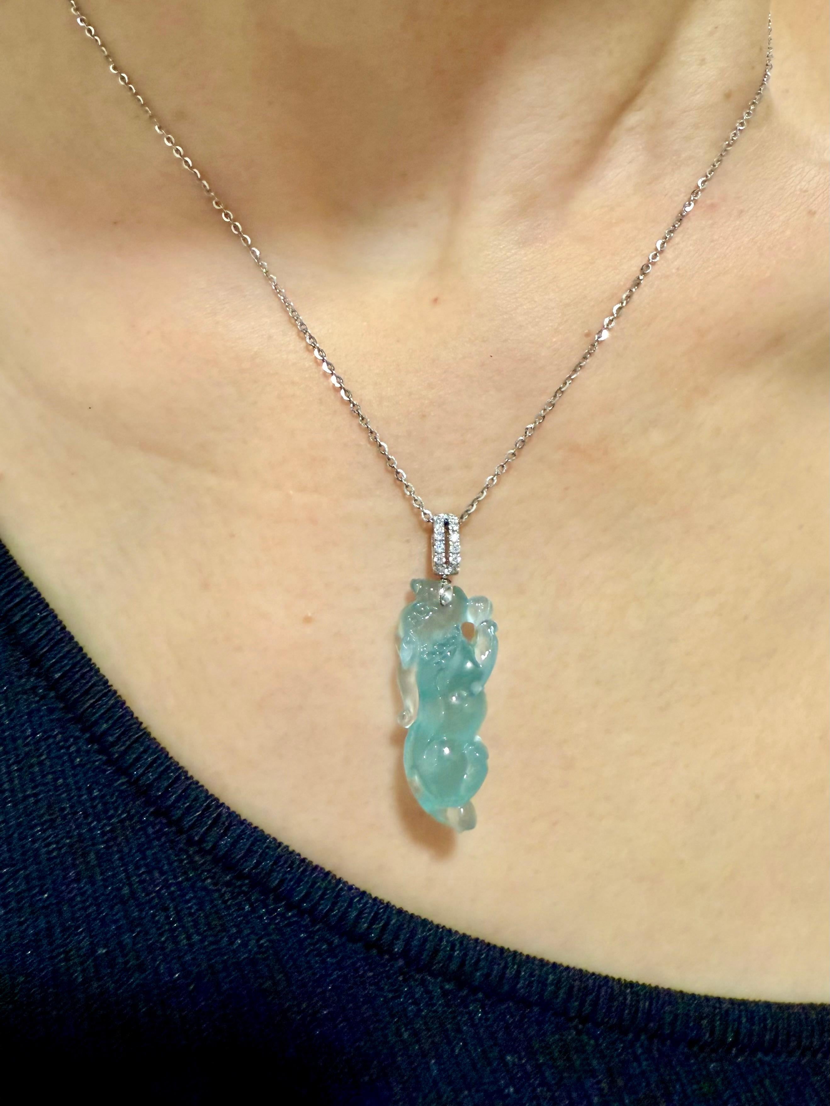 Please check out the HD video. This high quality ICY jade is not often seen or available. This carving is also top notch! The mythical beast or Pi Xiu carving is out of this world! It has excellent depth of field. The natural jade is certified