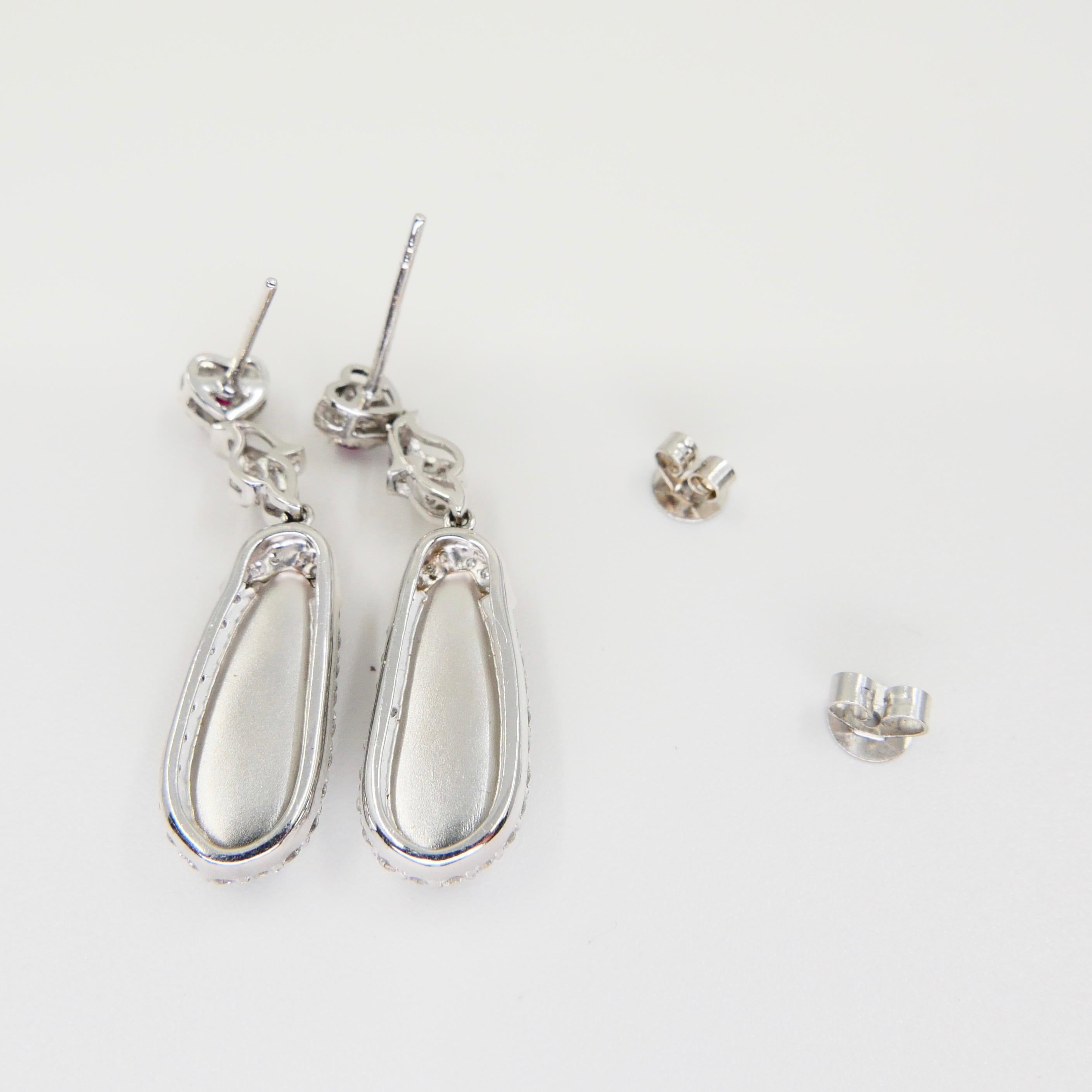Pendientes de Jade Imperial Natural Certificado, Rubí y Diamante, Superbrillante en venta 2